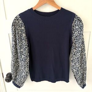 Current Air Navy Thermal Sweater with Balloon Sleeves. Size Small.